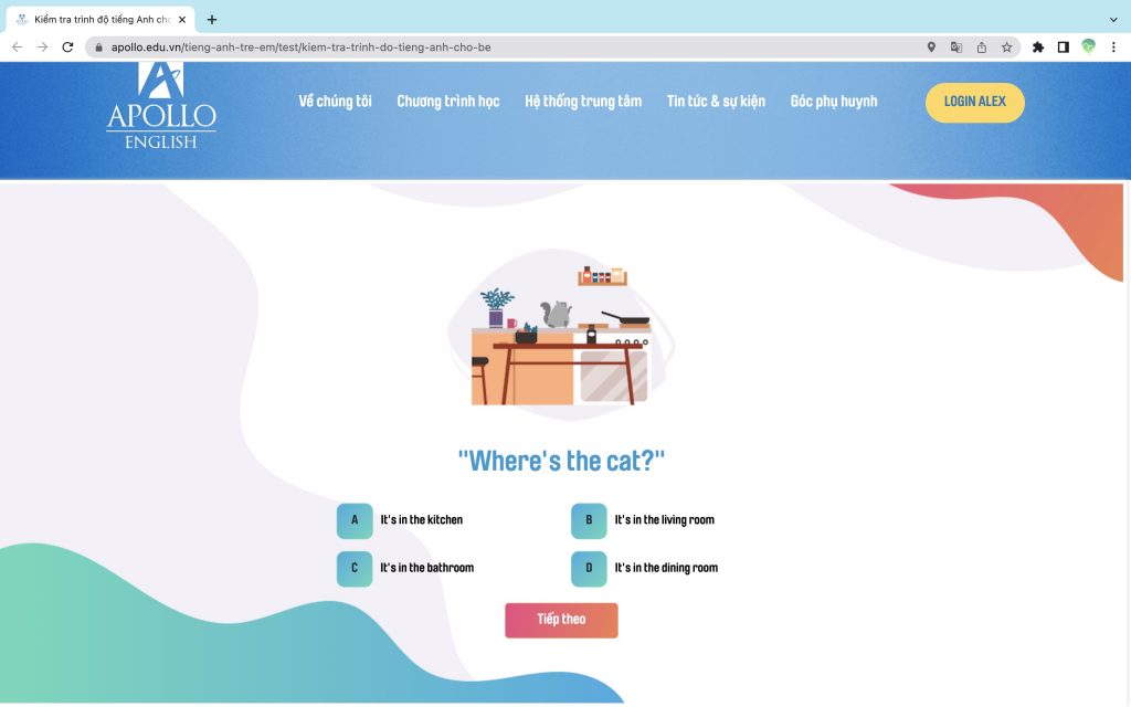 hình ảnh website kiểm tra tiếng Anh online của Apollo